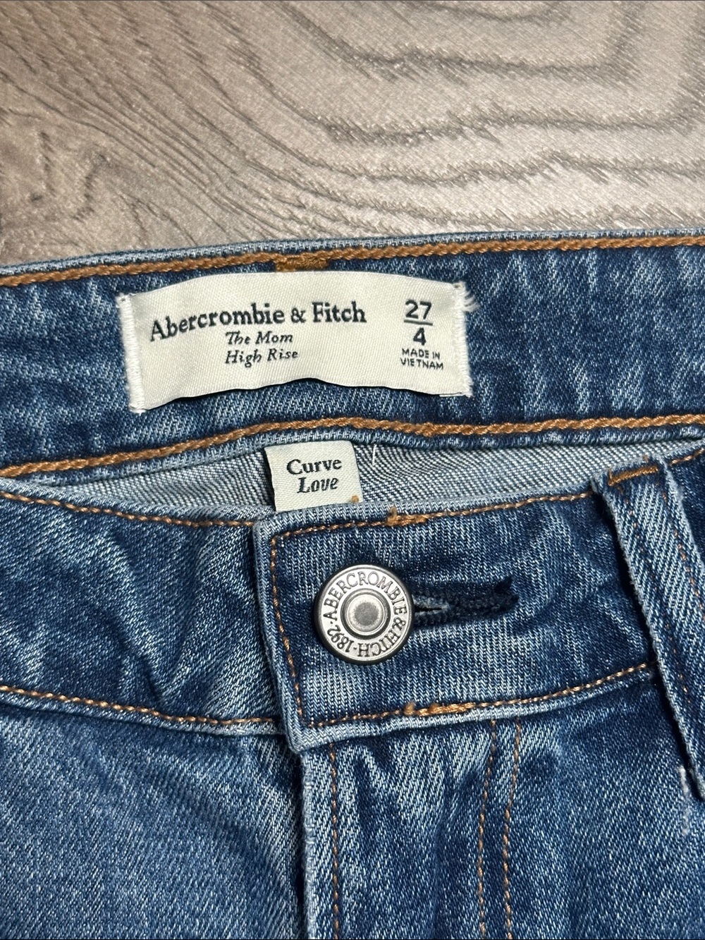 Abercrombie & Fitch The Mom‎ High Rise Curve Love Stretch Blue Ankle Jeans 27 - Picture 7 of 11